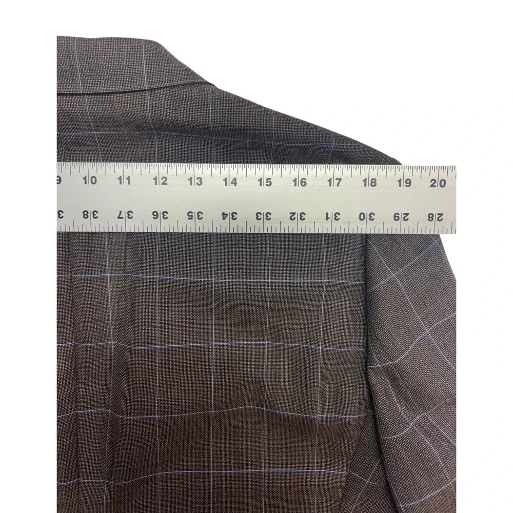 Bonobos 44R Brown Windowpane Unstructured Wool Blazer Jacket Sport Coat Slim